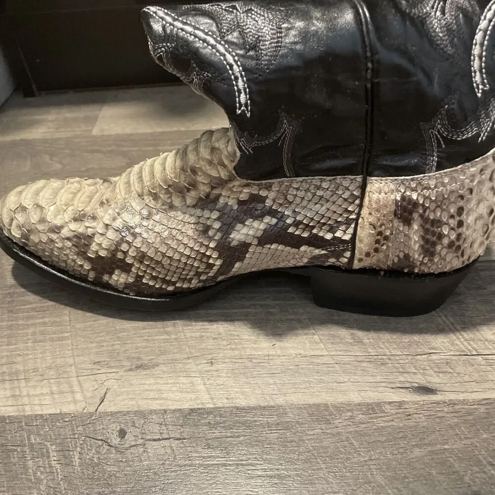 J.B. Dillon Reserve High Noon Natural Python Cowboy Boots Black Men's 11 EE NWT